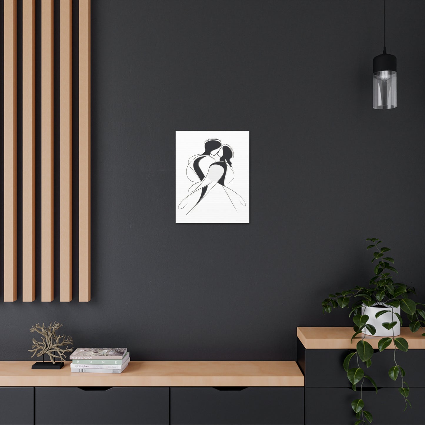 Love's Gentle Hold - Tender Moment Outlines Canvas Art