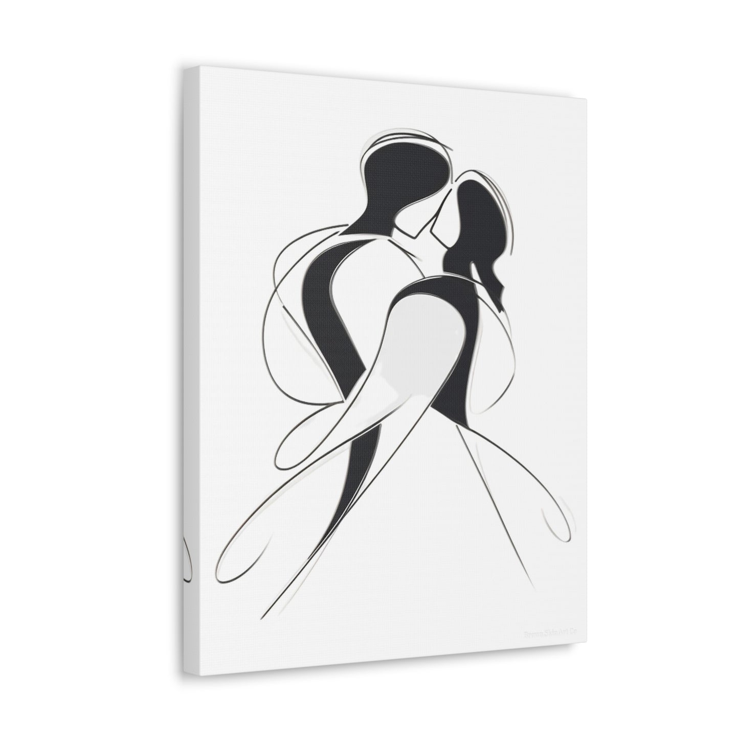 Love's Gentle Hold - Tender Moment Outlines Canvas Art