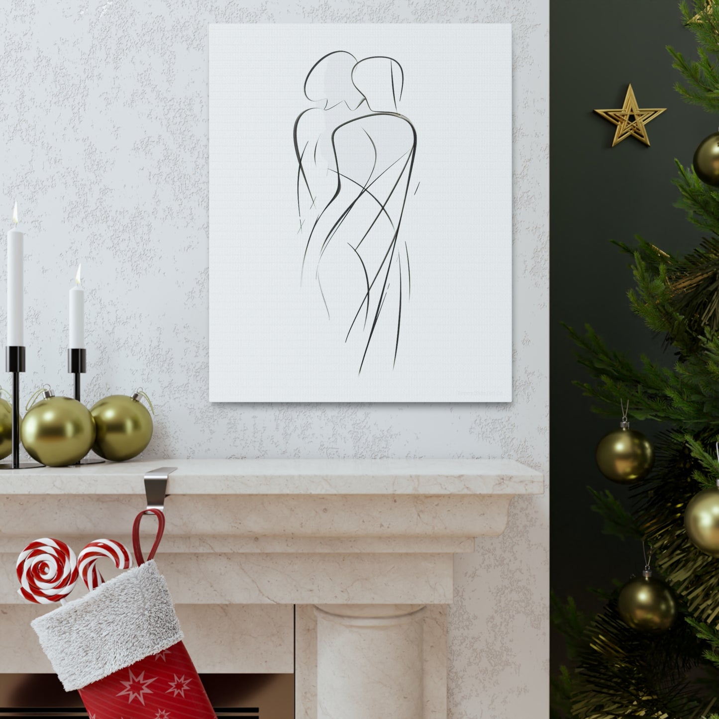 Contours of Passion - Passionate Connection Drawing Wall Art