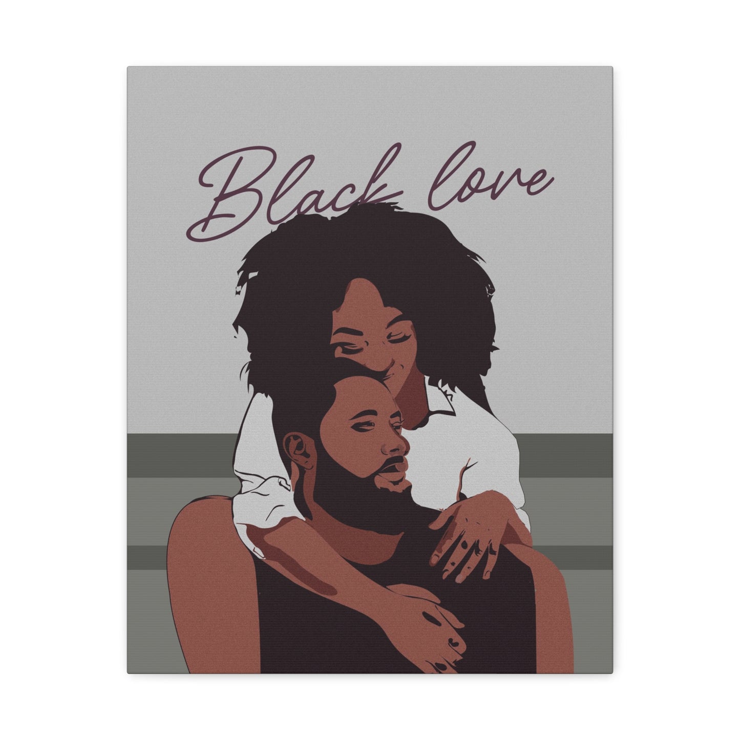 Serene Love - Elegant Black Couple Artwork for Modern Spaces
