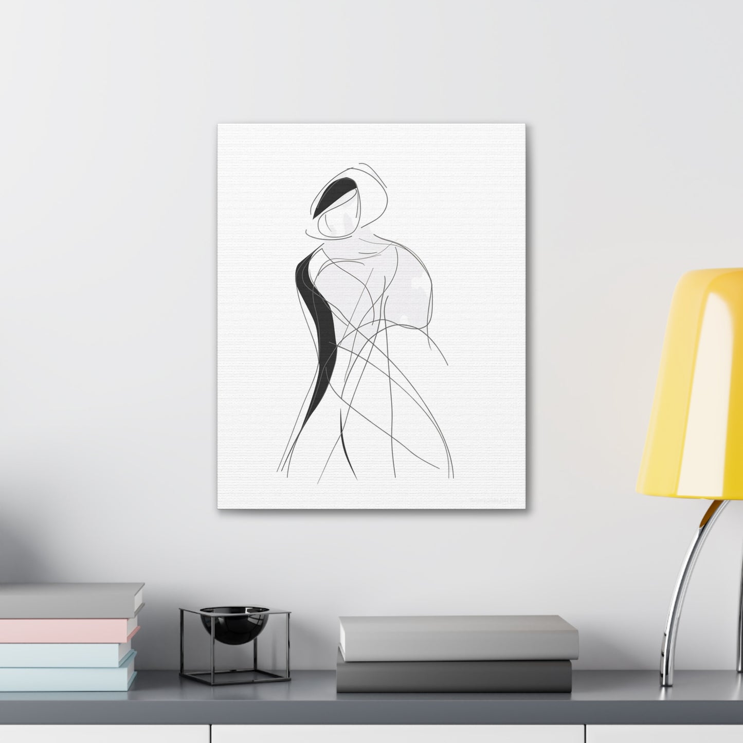 Embrace of Shadows - Lovers’ Silhouette Fusion Canvas Artwork