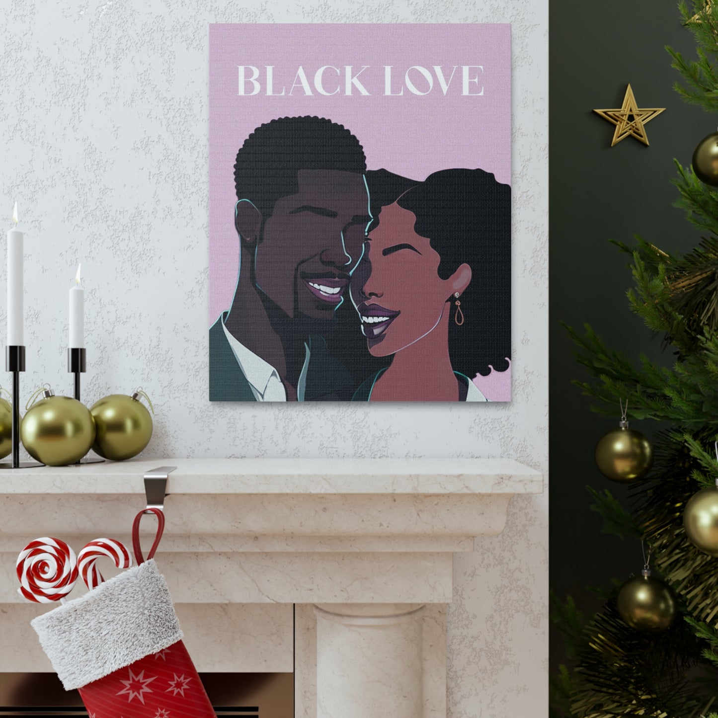 Black Love - Beautiful Black Couple Artwork for Elegant Spaces