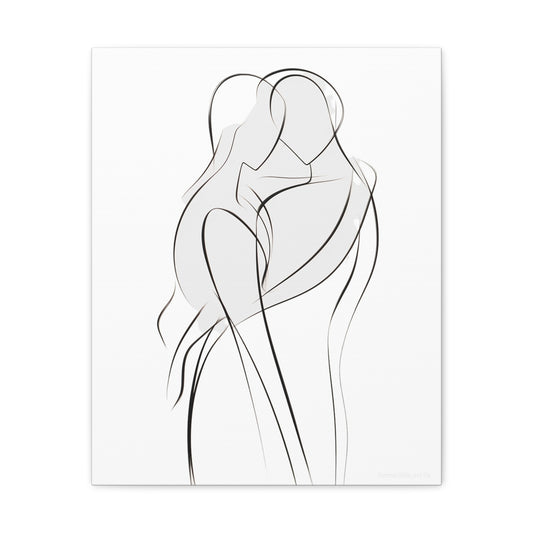 Serenade of Lines - Passionate Connection Drawing Canvas Piece