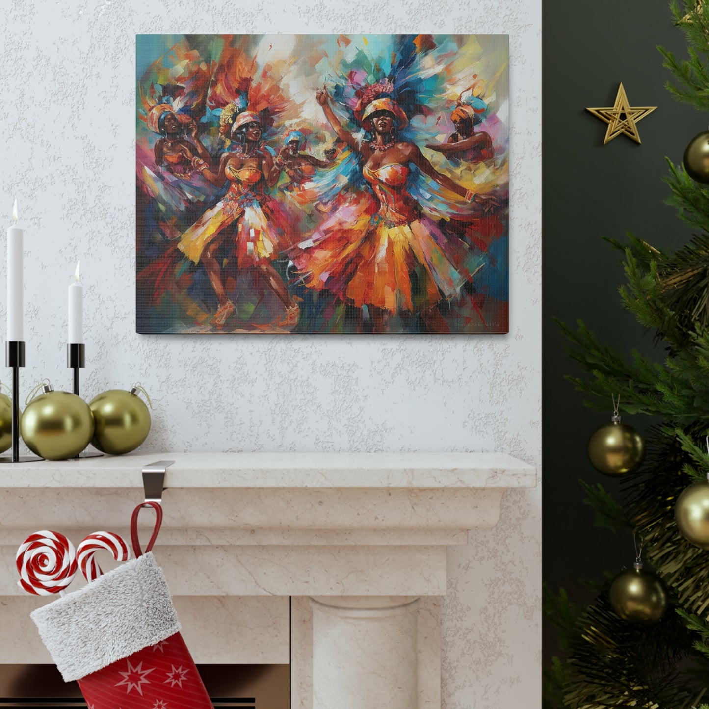 Dance of Unity - Carnival Mas Band Procession Canvas Art