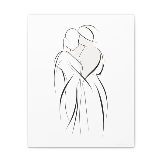 Tangled Affection - Soulmate Embrace Illustration Canvas Wall Art